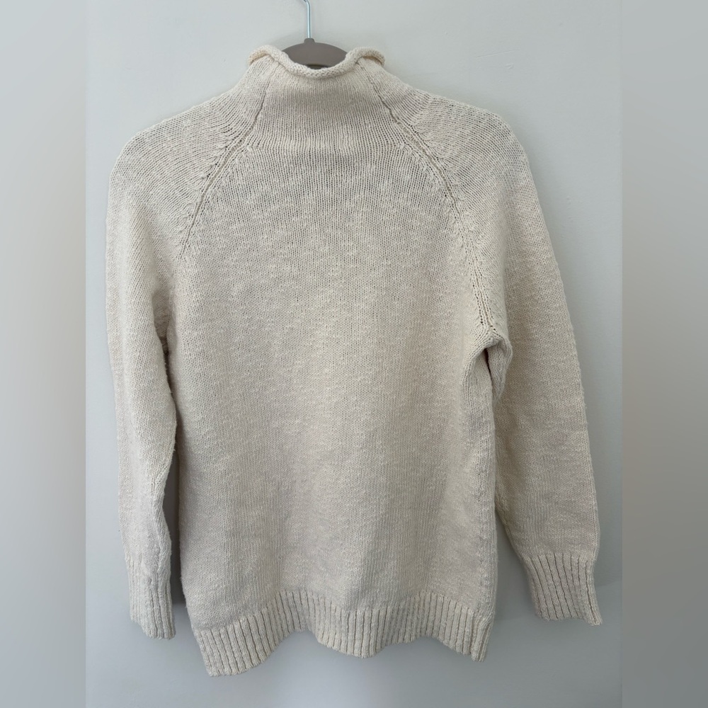 NWOT L.L. Bean cream cotton roll neck Sweater size M - Picture 4 of 6